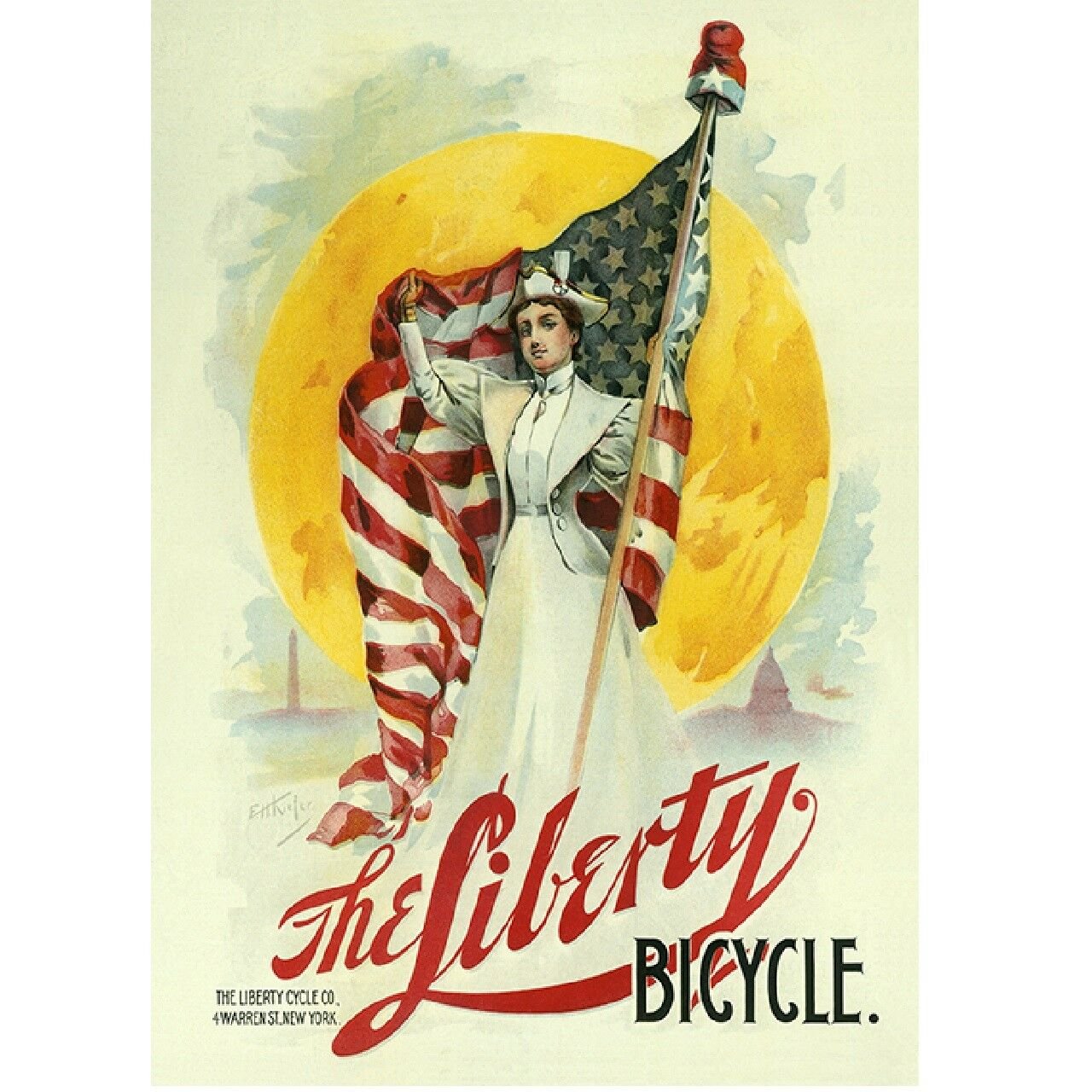 Cycling Poster Liberty Bicycle Poster Fine Art Vintage Bicycle Poster 11" x 17"