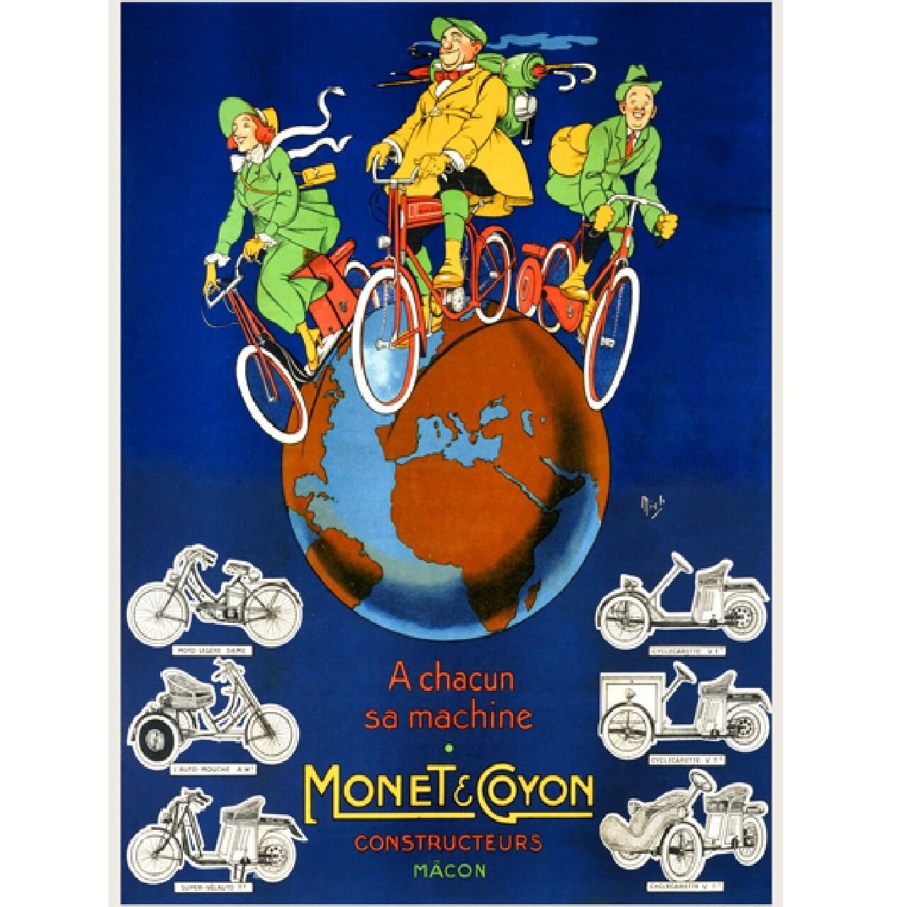 Cycling Poster Monet & Goyon Bicycle Poster Fine Art Vintage 18" x 24"