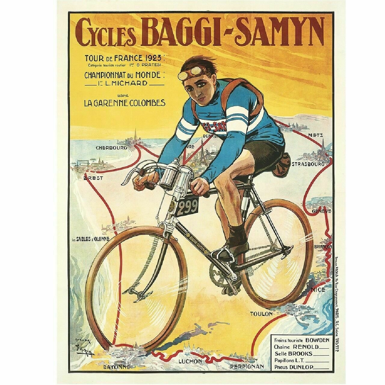 Cycling Poster Baggy-Samyn Tour De France Fine Art Bicycle Poster 18" x 24"