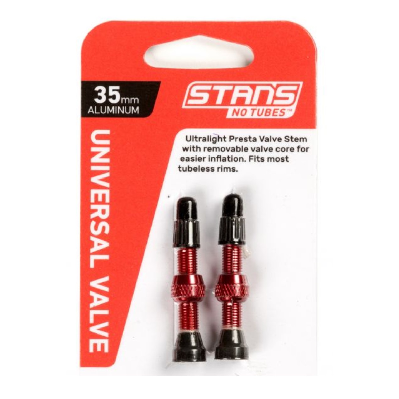Stan's NoTubes Alloy Tubeless Valve Stem - Pair 35mm Red