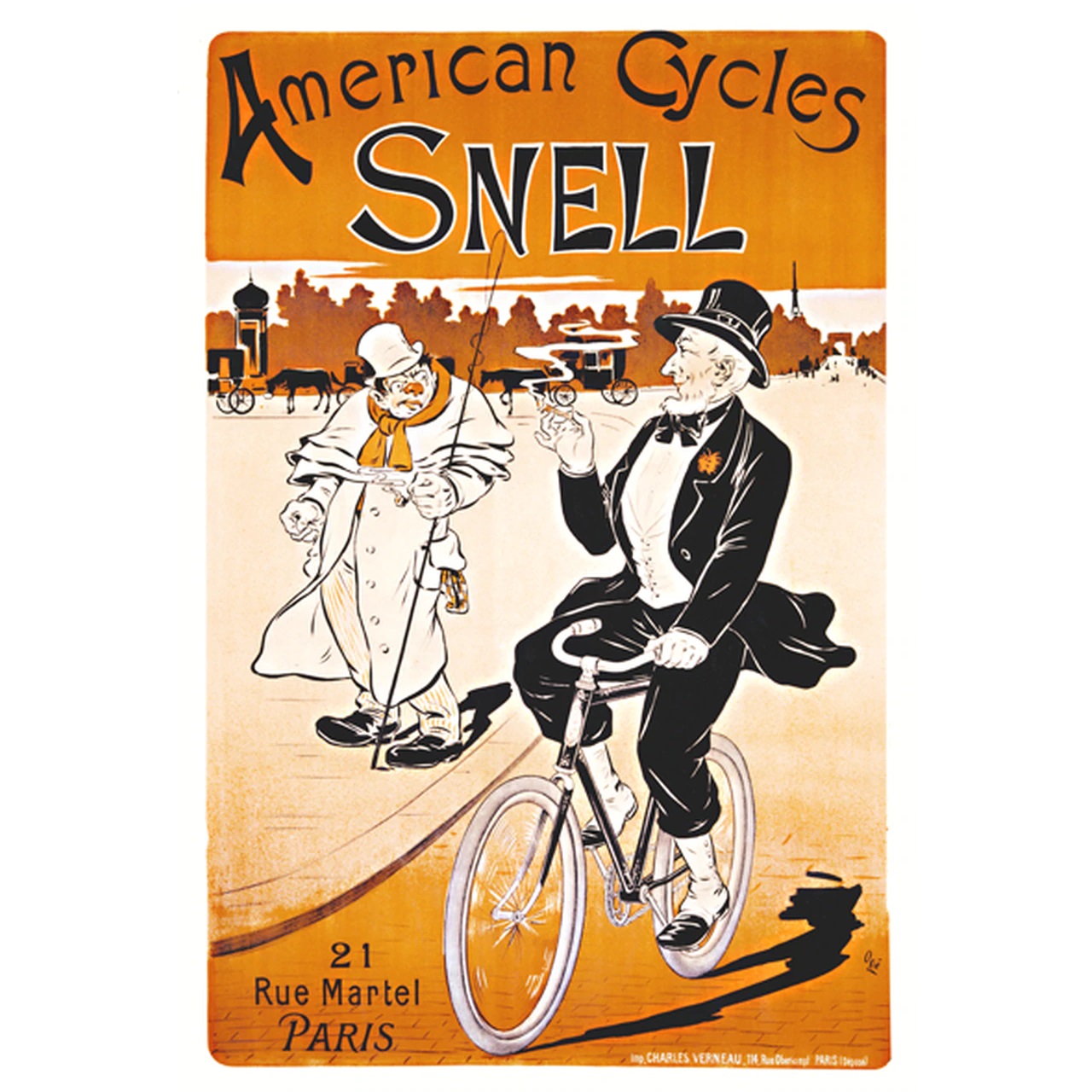 American Cycles Snell Bicycle Poster Vintage Bicycling Art Poster By Eugene Oge