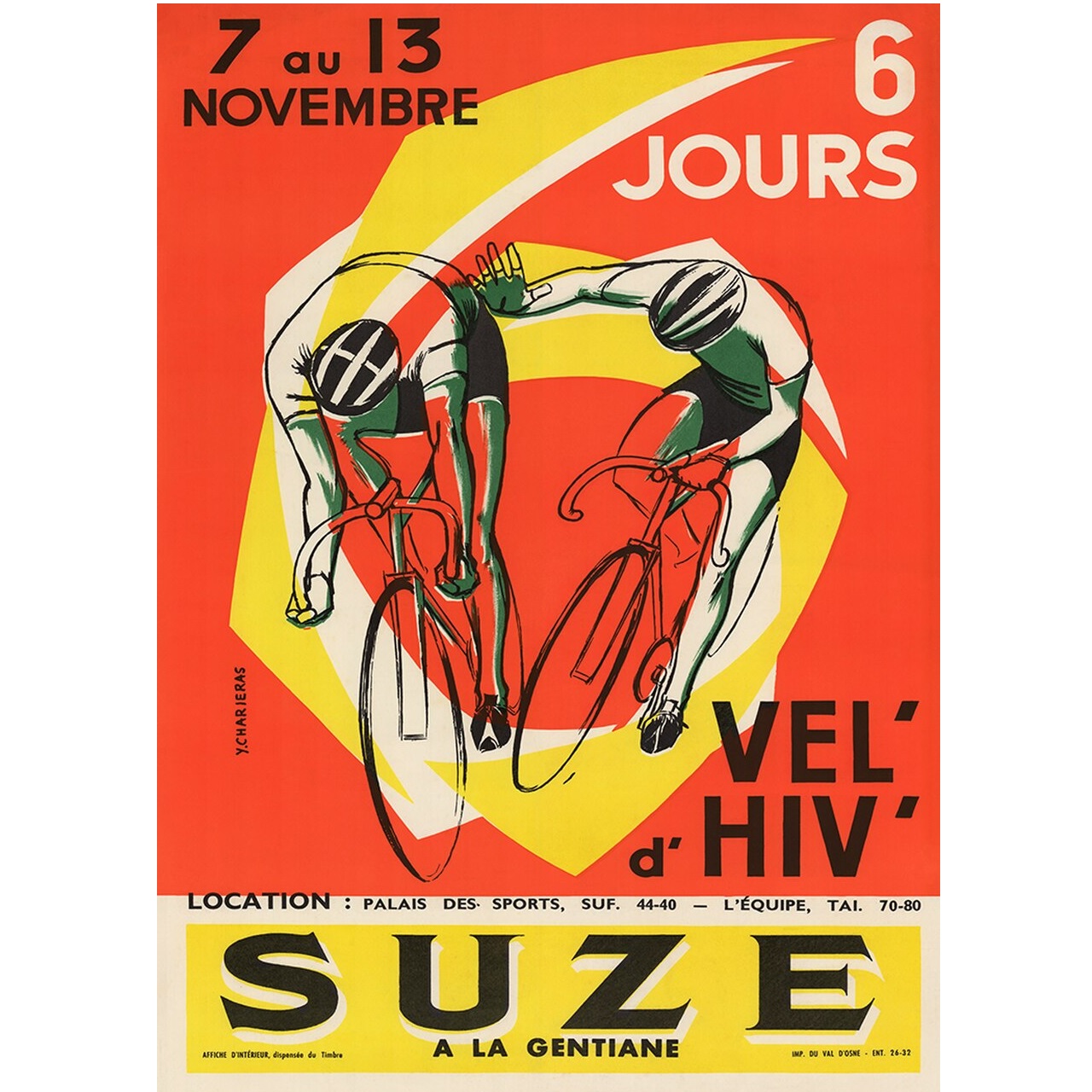 SUZE 6-Day Race d'Hive Vintage Bicycling Art Poster