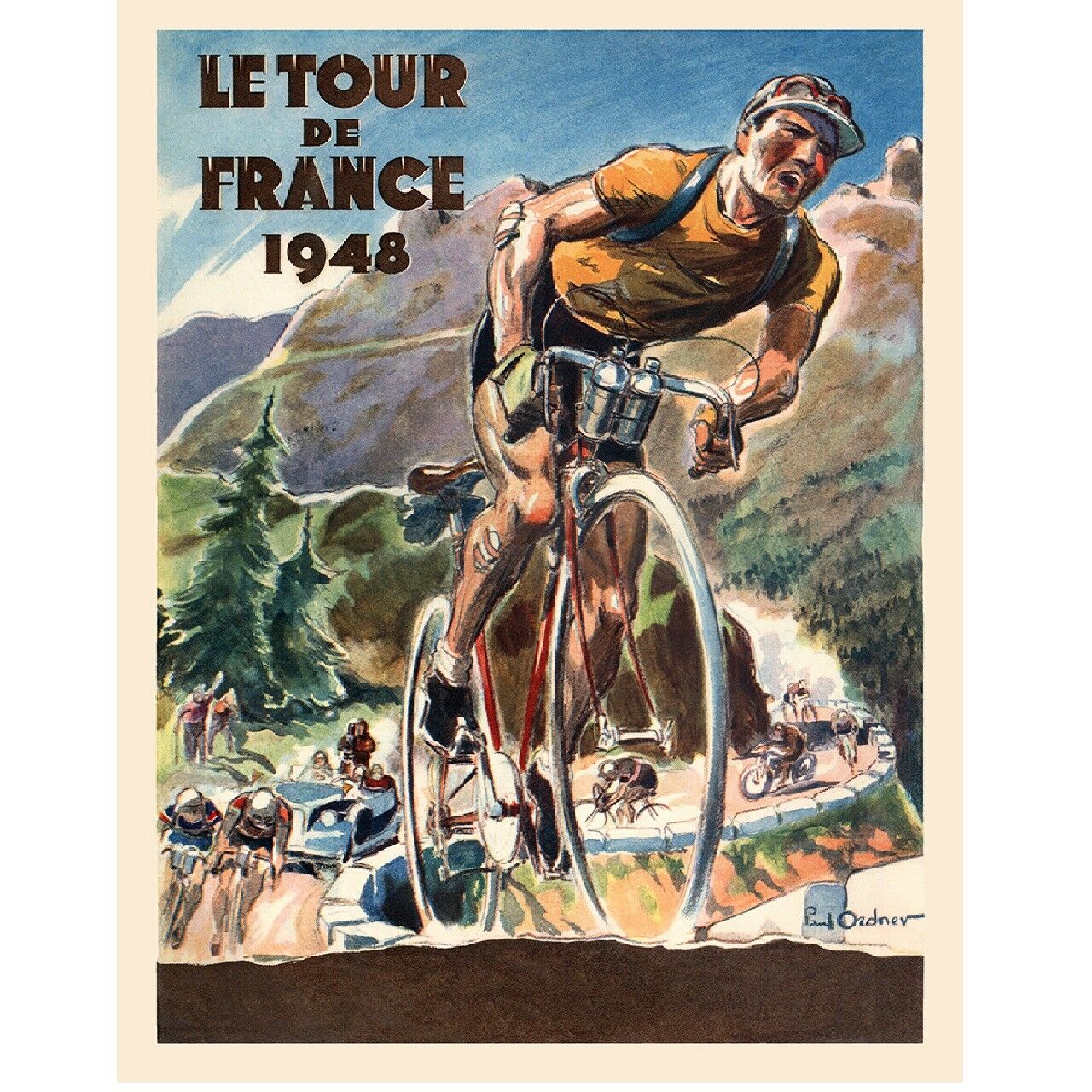 1948 Le Tour De France Bicycle Poster Fine Art Vintage Bicycle Poster 24" x 36"