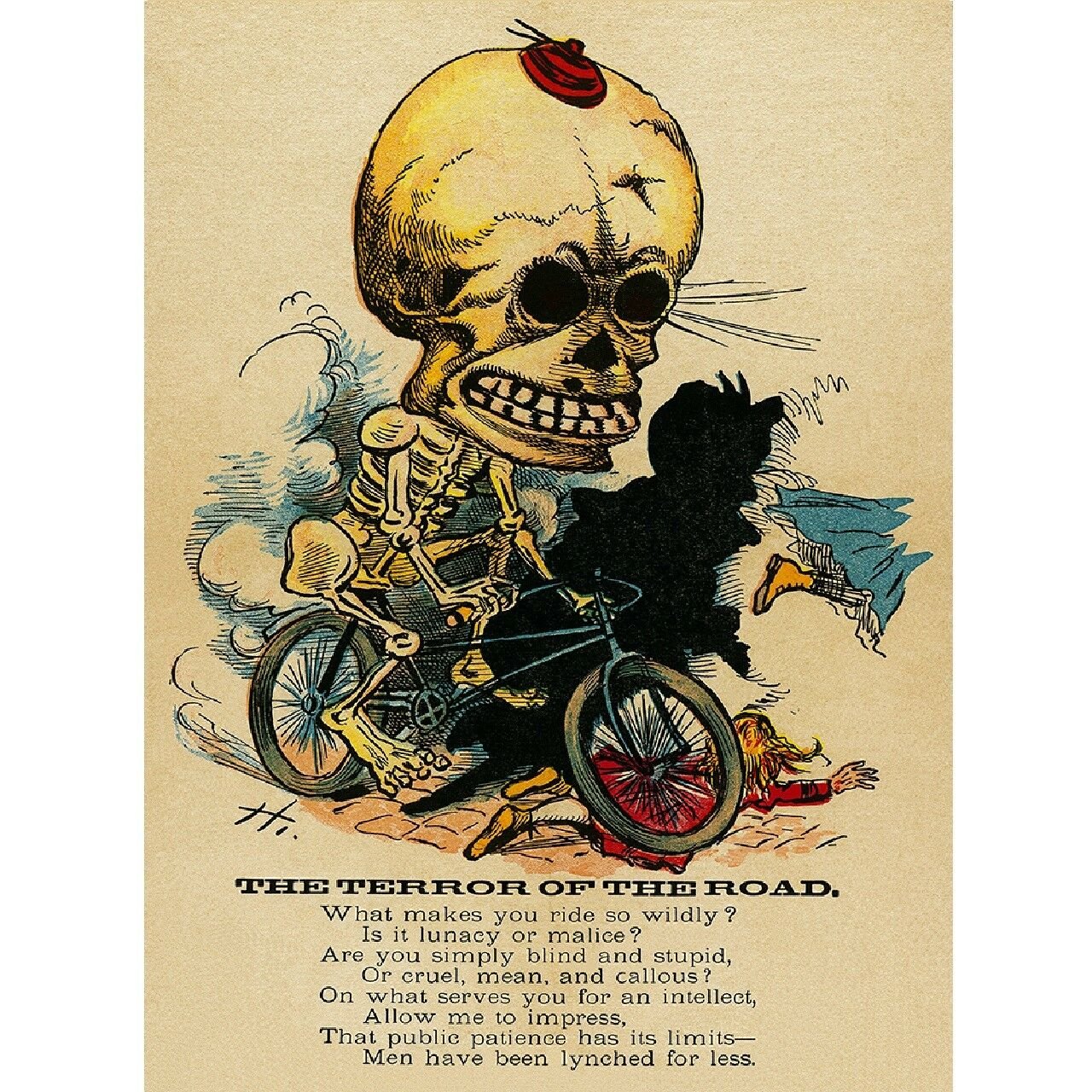 Bicycle Poster Terror of the Road Bicycle Poster Fine Art Vintage 24" x 36"