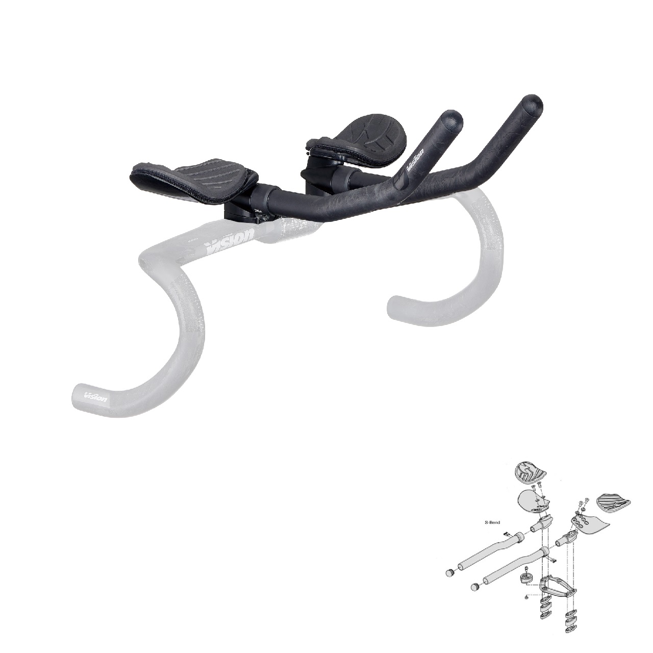Vision Metron  4D M.A.S. Clip On Aero Bar Kit  - J Bend 290mm (clip on only)