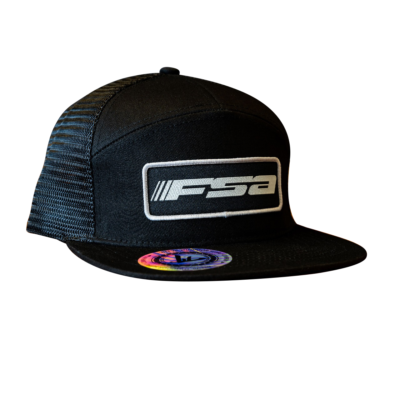 FSA 5 Panel Trucker Style Hat Black Adjustable