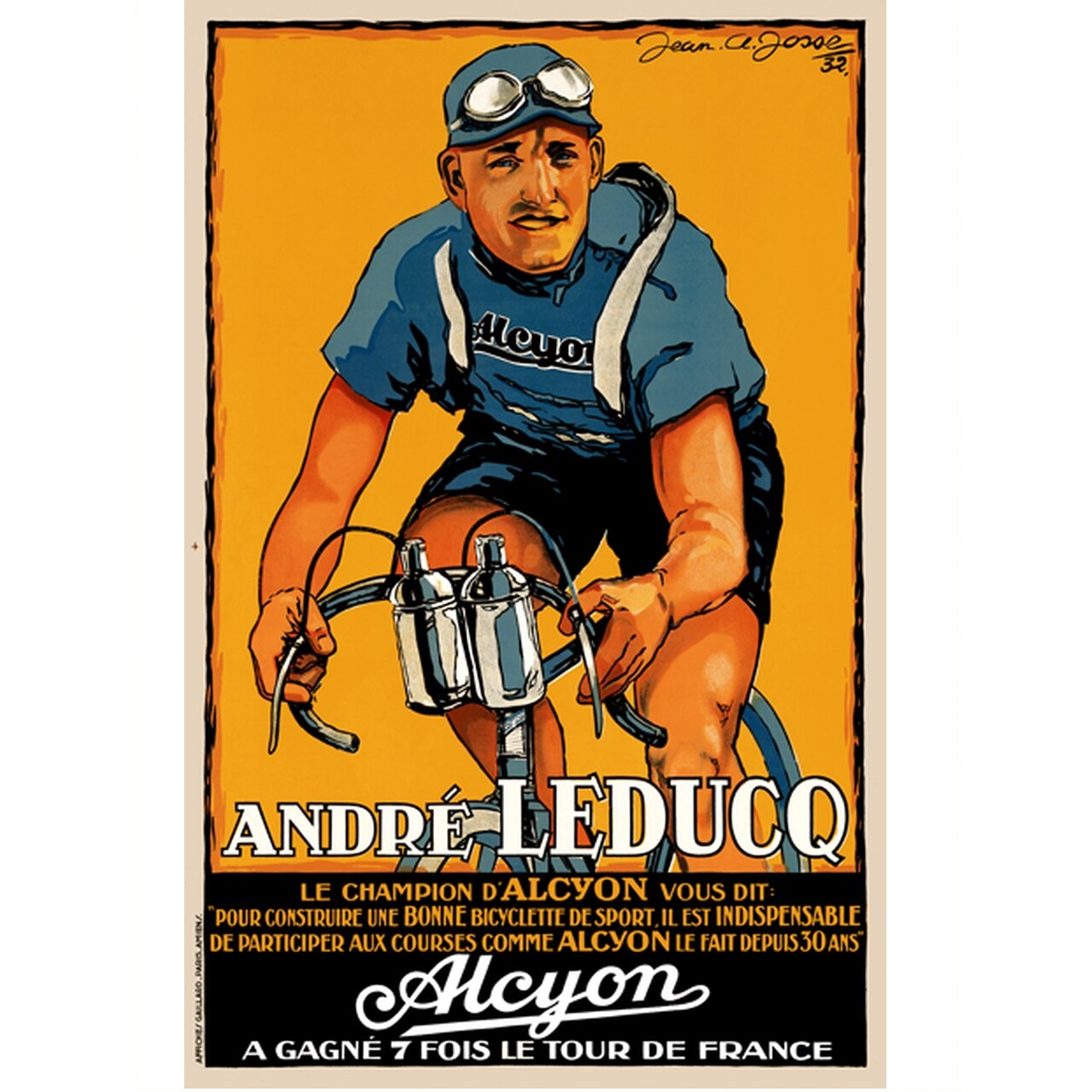 Andre Leducq - Alcyon Cycling Poster Vintage Bicycling Art Poster