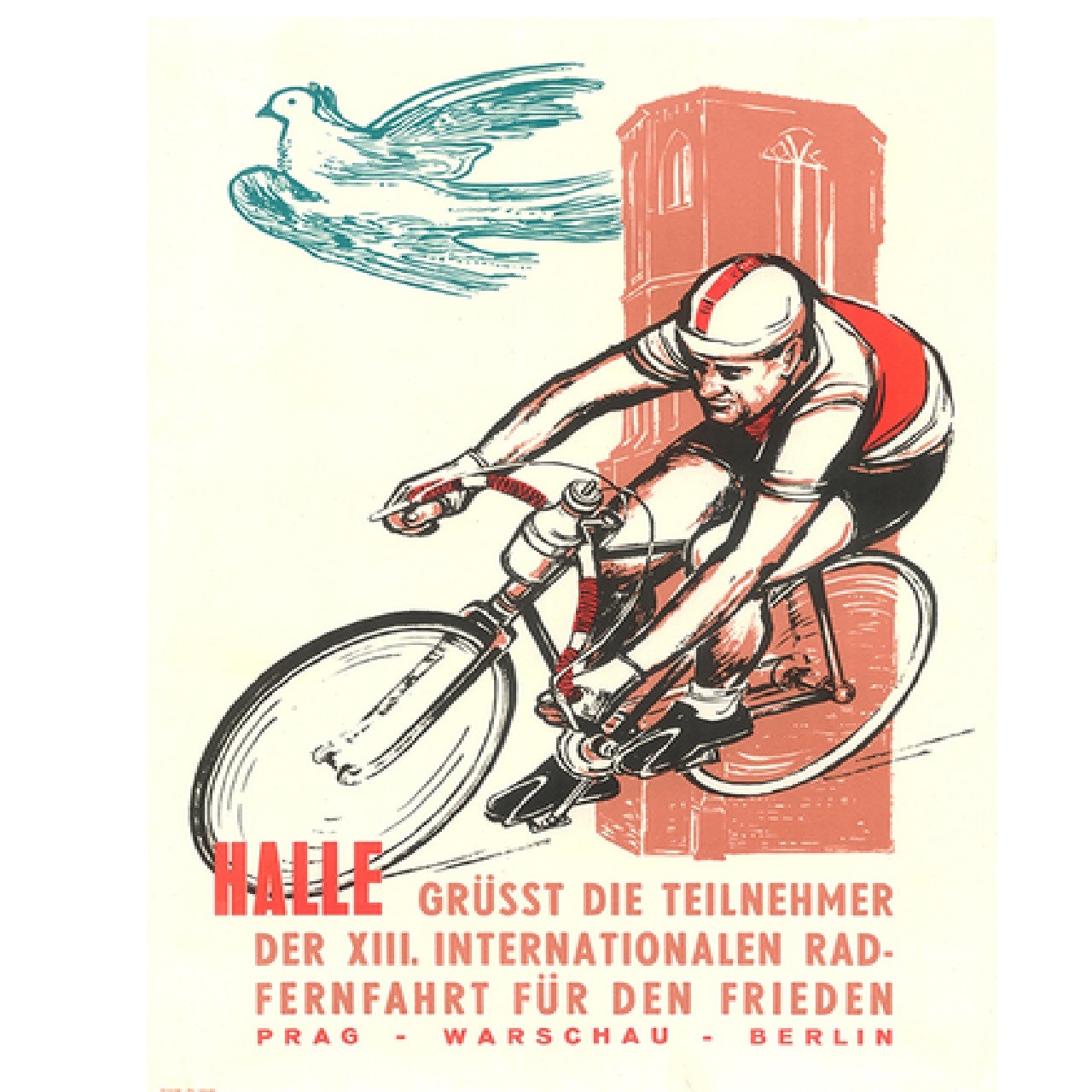 1960 Peace Bicycle Race Vintage Cycling Art Bicycle Poster