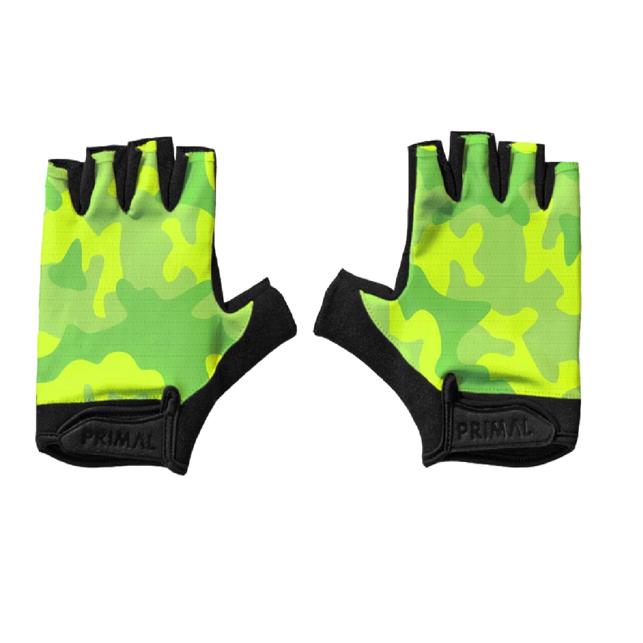 Primal Wear Neon Camo Short Finger Padded Cycling Gloves