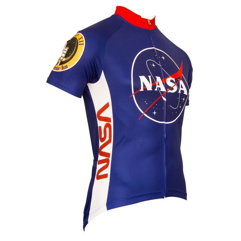 Cycling JERSEY Retro NASA Logo MEN'S Red/white/blue full zipper short sleeve