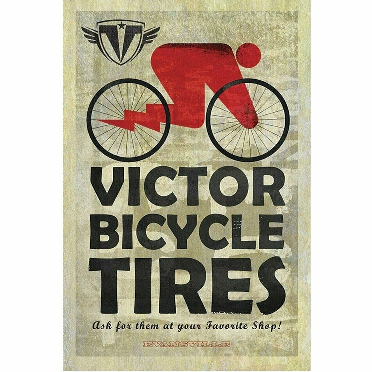 Cycling Poster Victor Bicycle Tires Vintage Bicycling Art Poster by John Evans