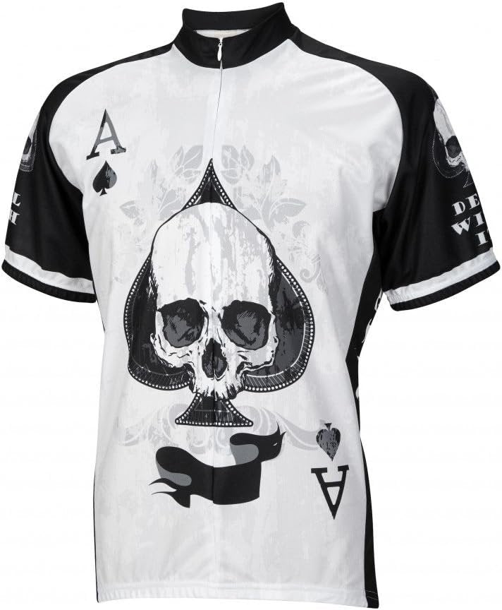 Cycling Jersey Deal With It Ace of Spades Skull Short sleeve 16" zip men's