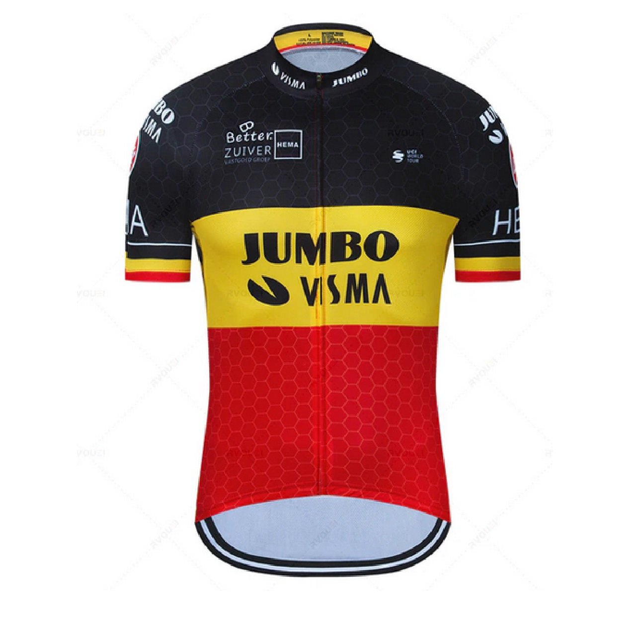 Jumbo Visma Replica Cycling Jersey Belgium Champion  (fits Small, size up)