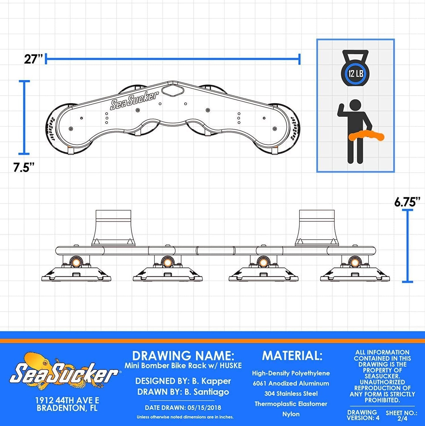 Bike Rack SeaSucker Mini Bomber Two Bike Rack for Cars USA Made