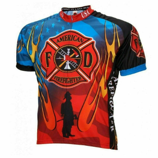 Cycling Jersey World Jersey American Firefighter Patriotic Men's Full zip