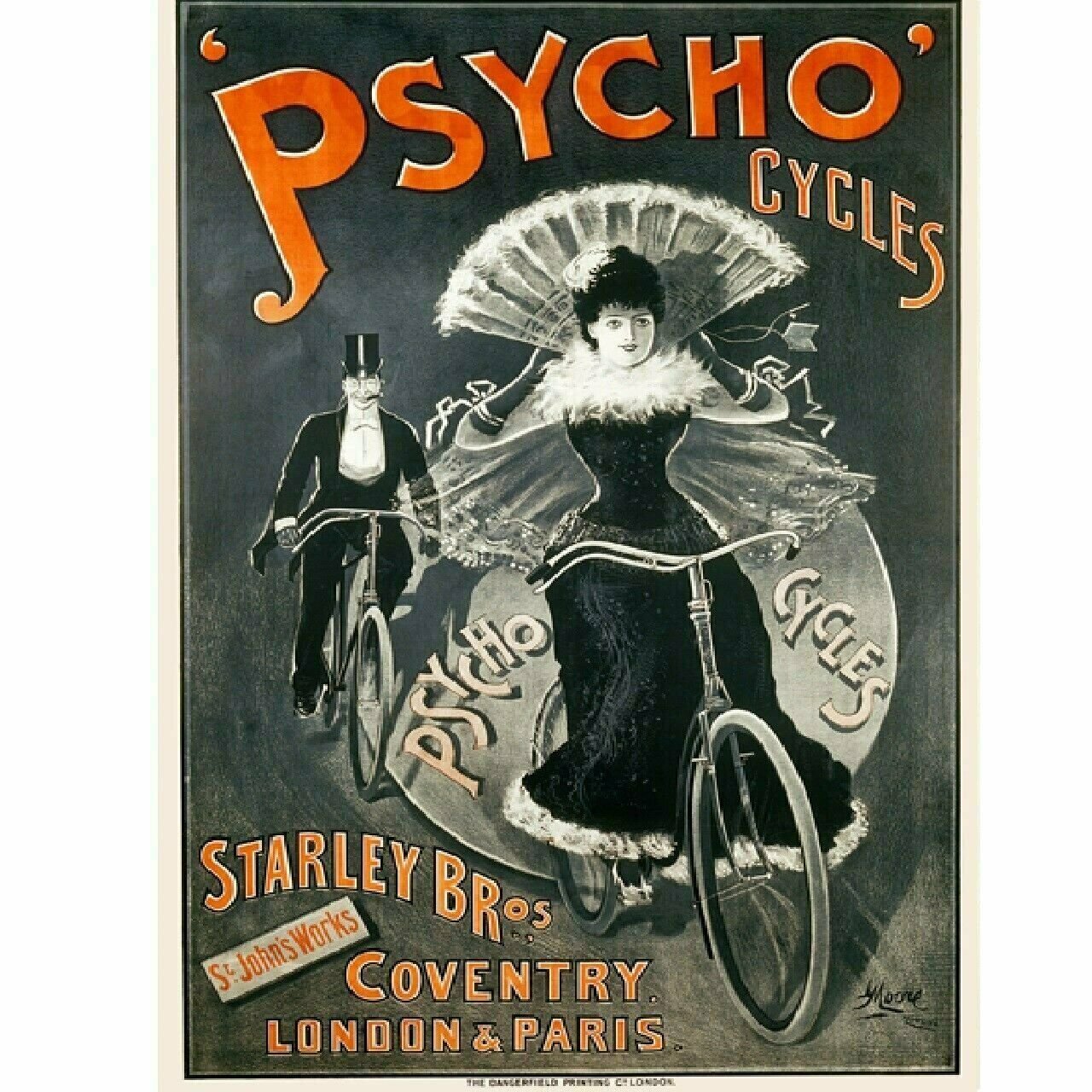 Cycling Poster Psycho Fine Art Bicycle Poster Bicycle Poster 11" x 17"