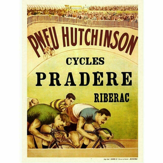 Cycling Poster Pneu Hutchinson Pradere Cycling Poster Vintage Bicycling Art