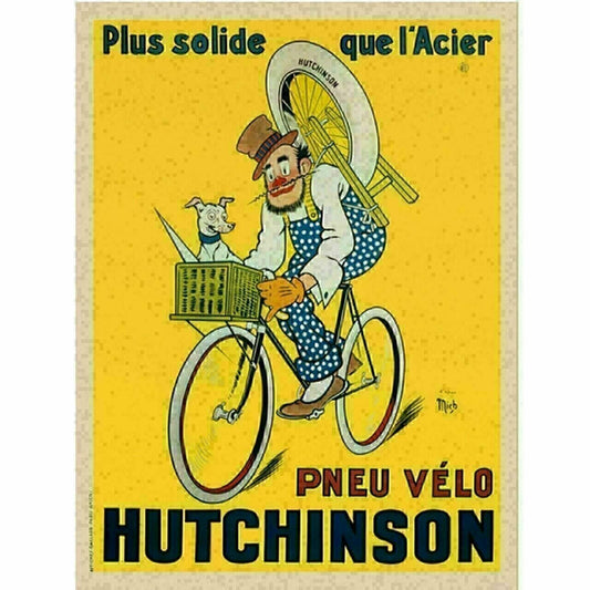 Cycling Poster Pneu Velo Hutchinson Poster Vintage Bicycling Art Poster