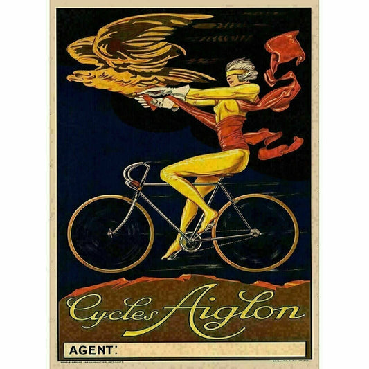 Cycling Poster Cycles Aiglon Circa 1910 Vintage Bicycling Art Poster