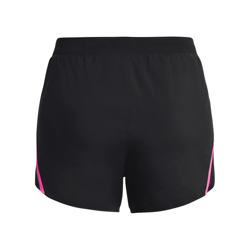 Under Armour Fly by 2.0 Running Shorts, Black/Rebel Pink/Reflective, Medium