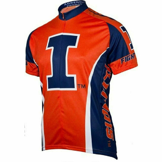 Cycling Jersey University of Illinois Fighting Illini Full zip Short Sleeve Men's