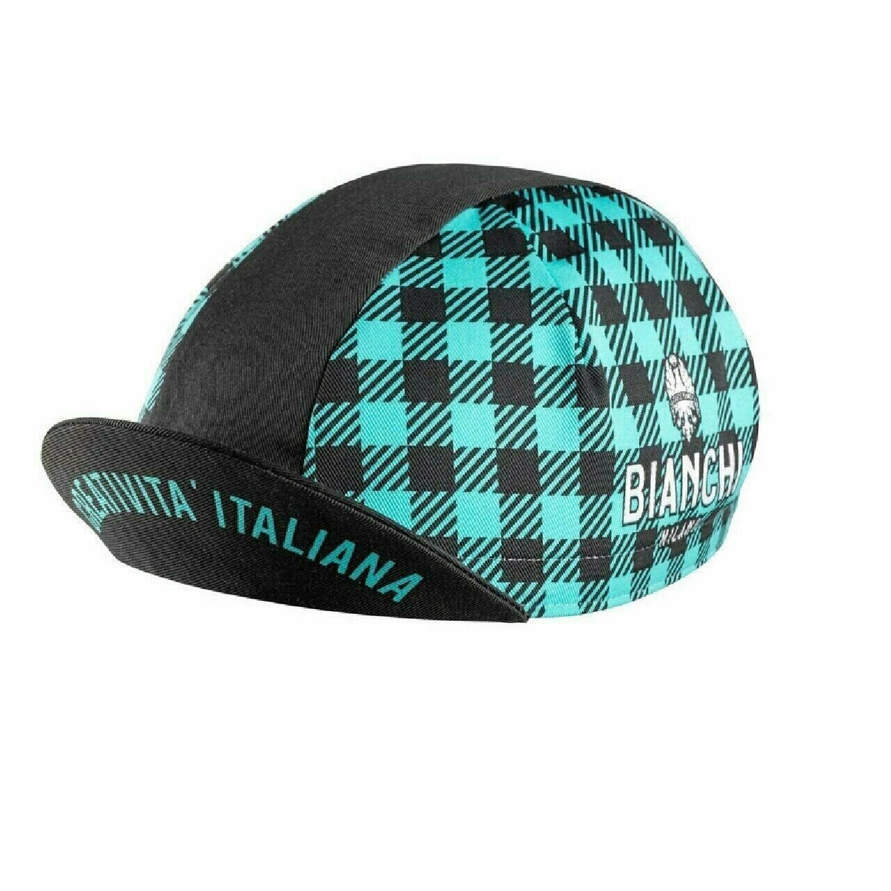 Cycling Cap Bianchi Summer Cycling Cap Black/ Celeste Plaid