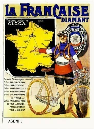 Cycling Poster La Francaise Diamant TDF Poster vintage bicycle art 11" x 17"