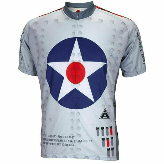 Cycling Jersey USAF B-17 Bomber Flying Fortress Short sleeve Full zip men's