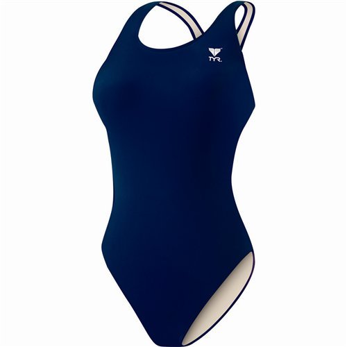 TYR Solid Spandex Maxback Women's Swimsuit - Black, 32