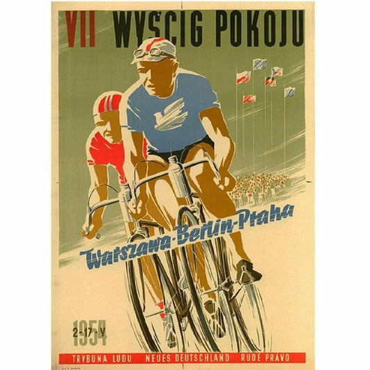 Cycling Poster Peace Race 1954 Bicycle Poster Fine Art Vintage 18" x 24"