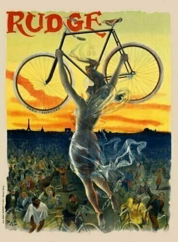 Cycling Poster Rudge Vintage Bicycle Poster - Cycling 24" x 36"