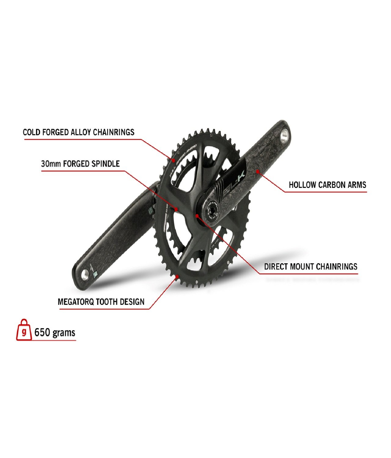 New FSA SL-K Light 2x Carbon Road Crankset 50/34 tooth 12 Speed SHM