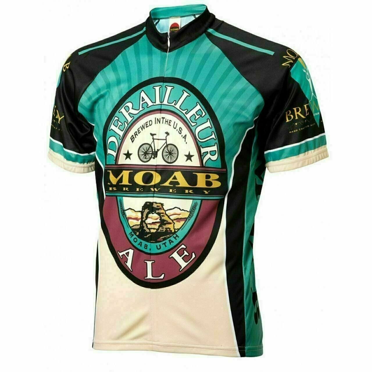 Cycling Jersey Moab Brewery Derailleur Ale beer Men's Full Zip Short Sleeve