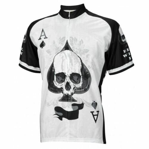 Cycling Jersey Deal With It Ace of Spades Skull Short sleeve 16" zip men's