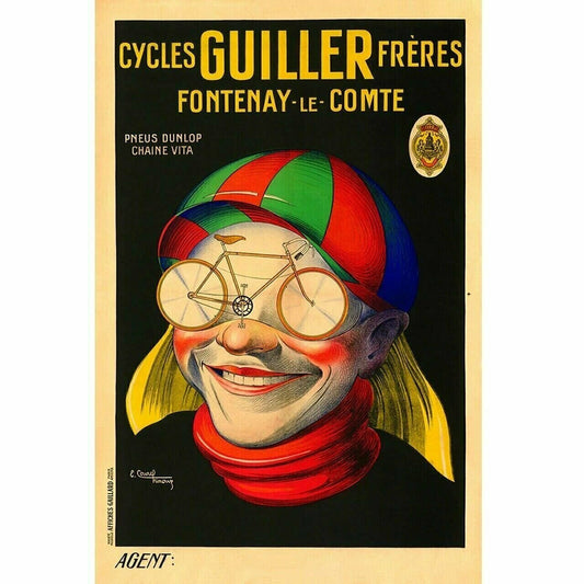 Cycling Poster Cycles Guiller Freres Vintage Bicycling Art Poster -E Courchinoux