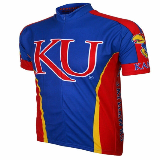 Cycling Jersey University of Kansas Jayhawks Short Sleeve 3/4 zip Men's LRG BM1