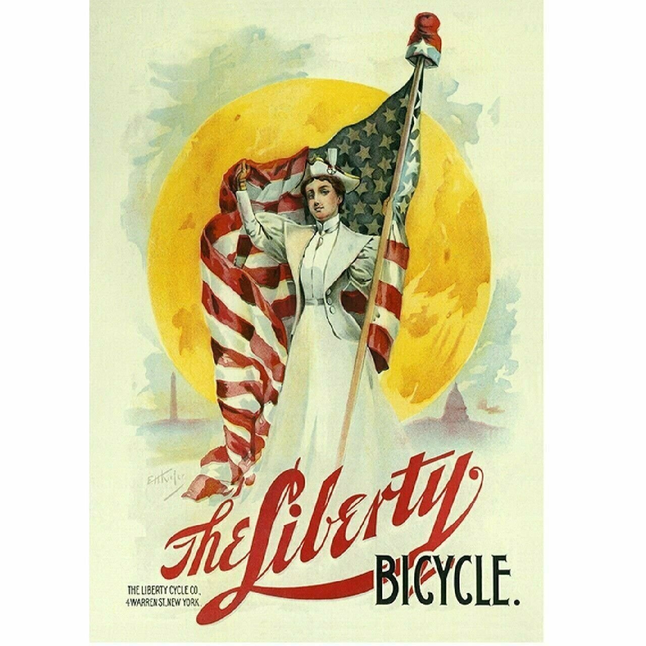 Cycling Poster Liberty Bicycle Poster Fine Art Vintage Bicycle Poster 18" x 24"