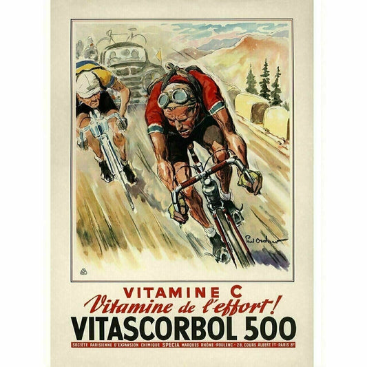 Cycling Poster Vitascorbol 500 Cycling Poster Vintage Bicycling Art Poster