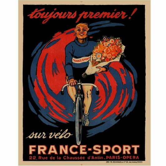 Cycling Poster France-Sport Bicycle Poster Bike Fine Art Bicycle 11" x 17"