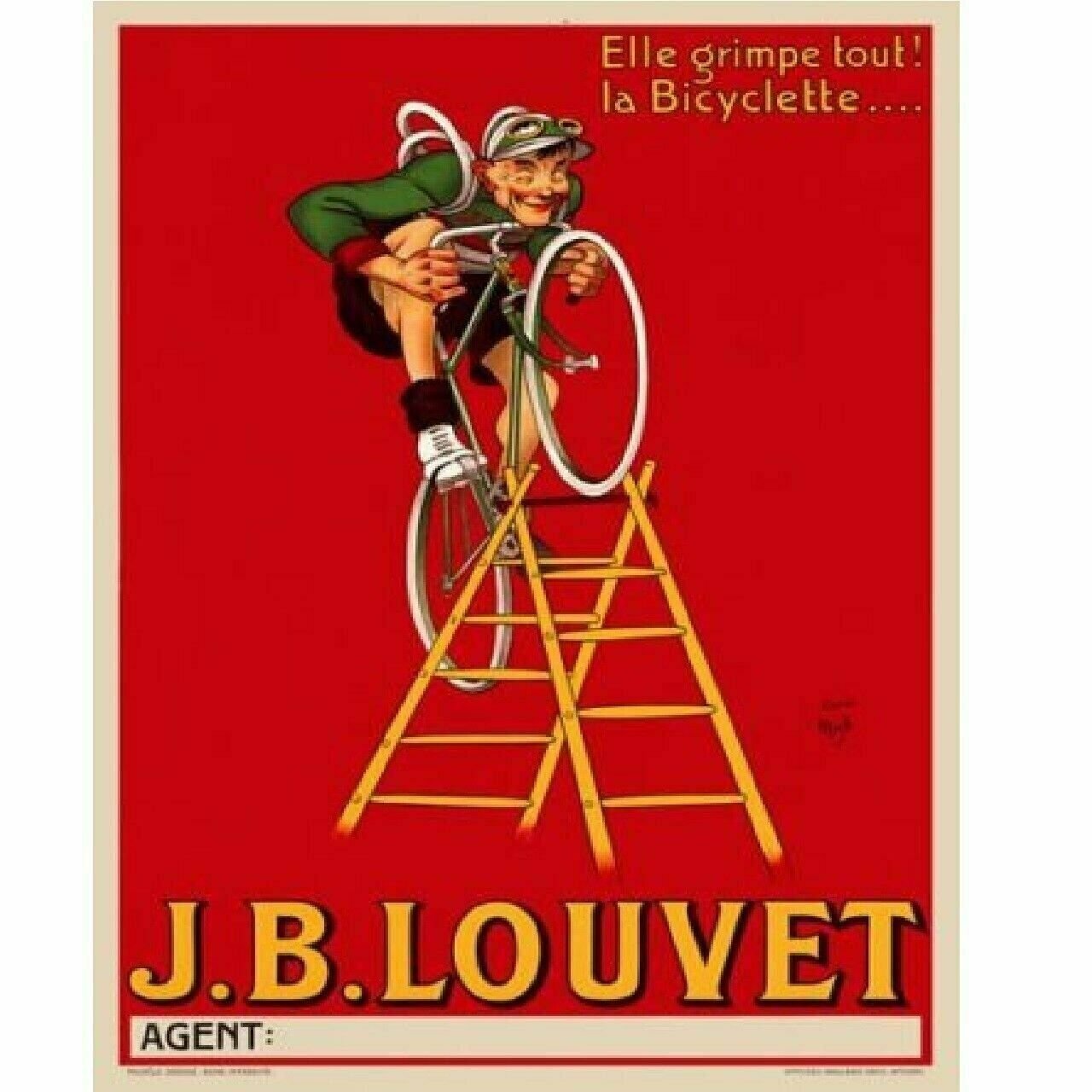 Cycling Poster Vintage Bicycle Poster J. B. Louvet Poster-11" x 17" Bicycle art