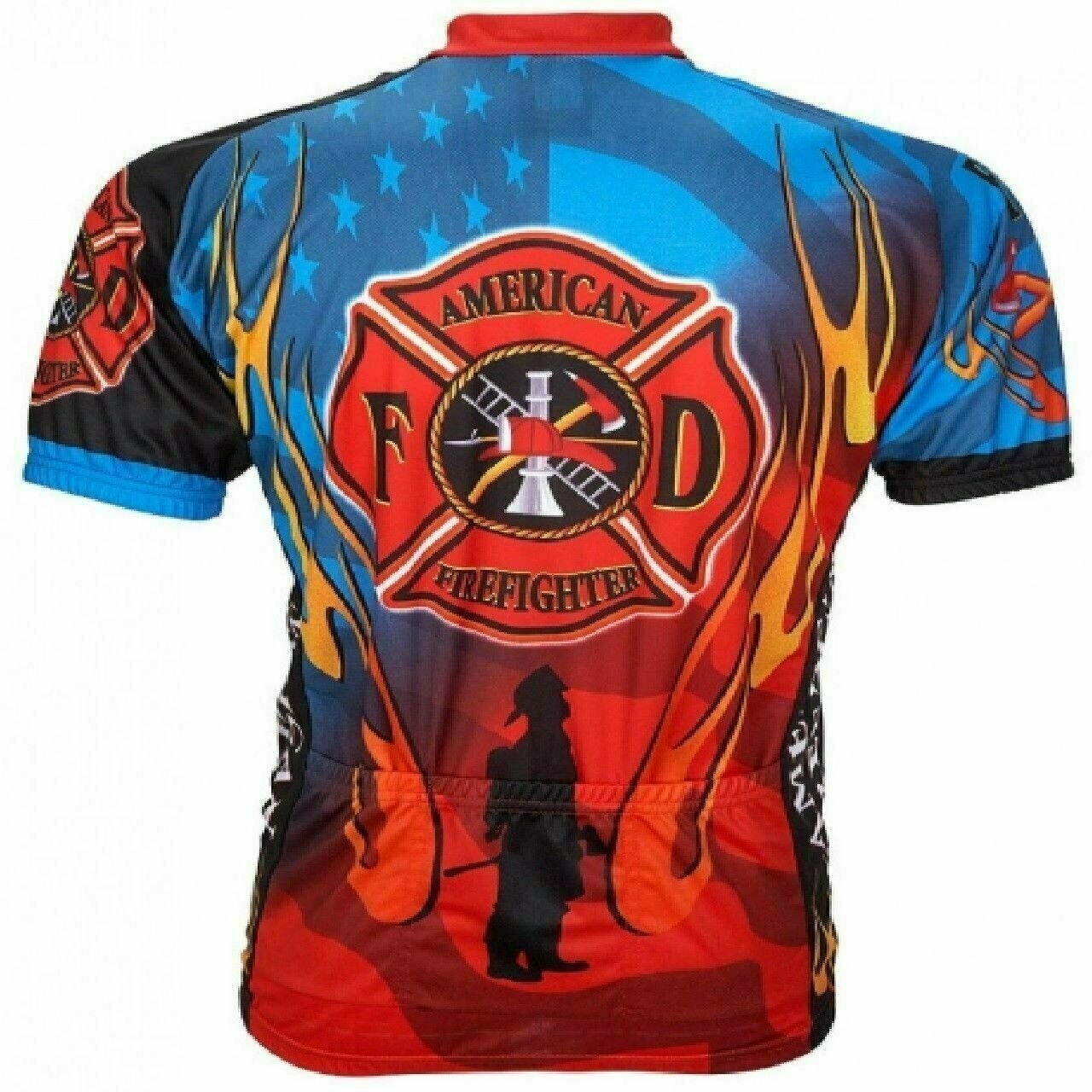 Cycling Jersey World Jersey American Firefighter Patriotic Men's Full zip