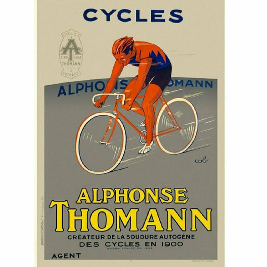 Cycling Poster Cycles Alphonse Thomann Vintage Bicycle art poster  11" x 17"