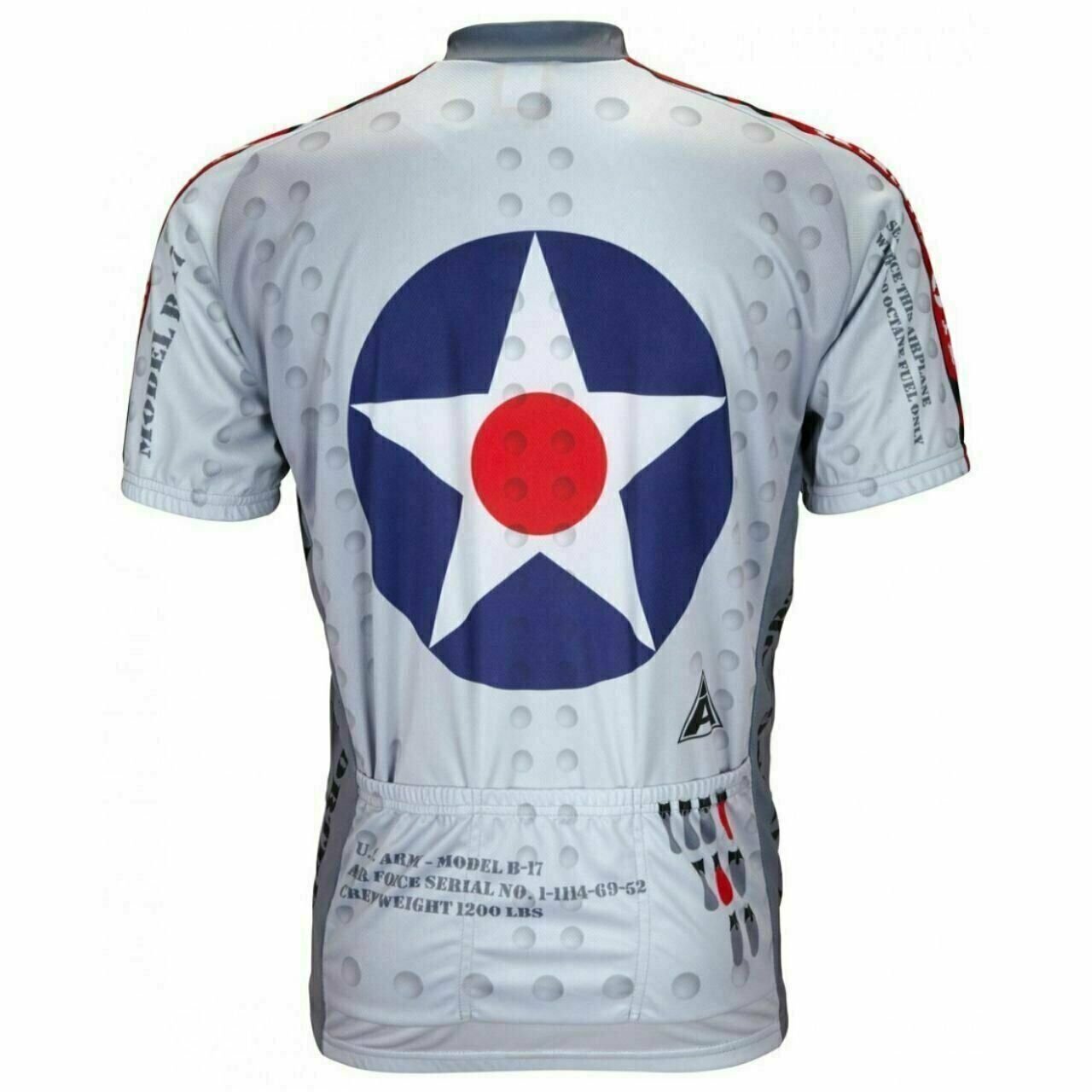 Cycling Jersey USAF B-17 Bomber Flying Fortress Short sleeve Full zip men's