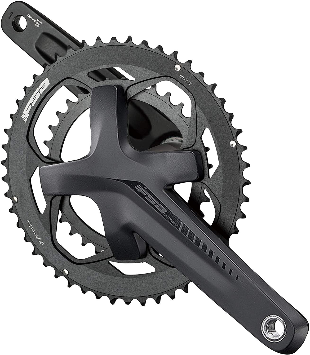 FSA Full Speed Ahead - Omega Adventure Series Aluminum Double Crankset | MegaExo and ABS Technology | for Road and Gravel | Shimano SRAM 10/11 11 Speed Compatible | Multiple Sizes | Black