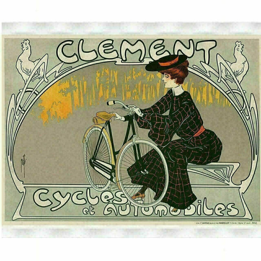 Clement Cycles Cycling Poster Vintage Bicycling Art -Misti 1904