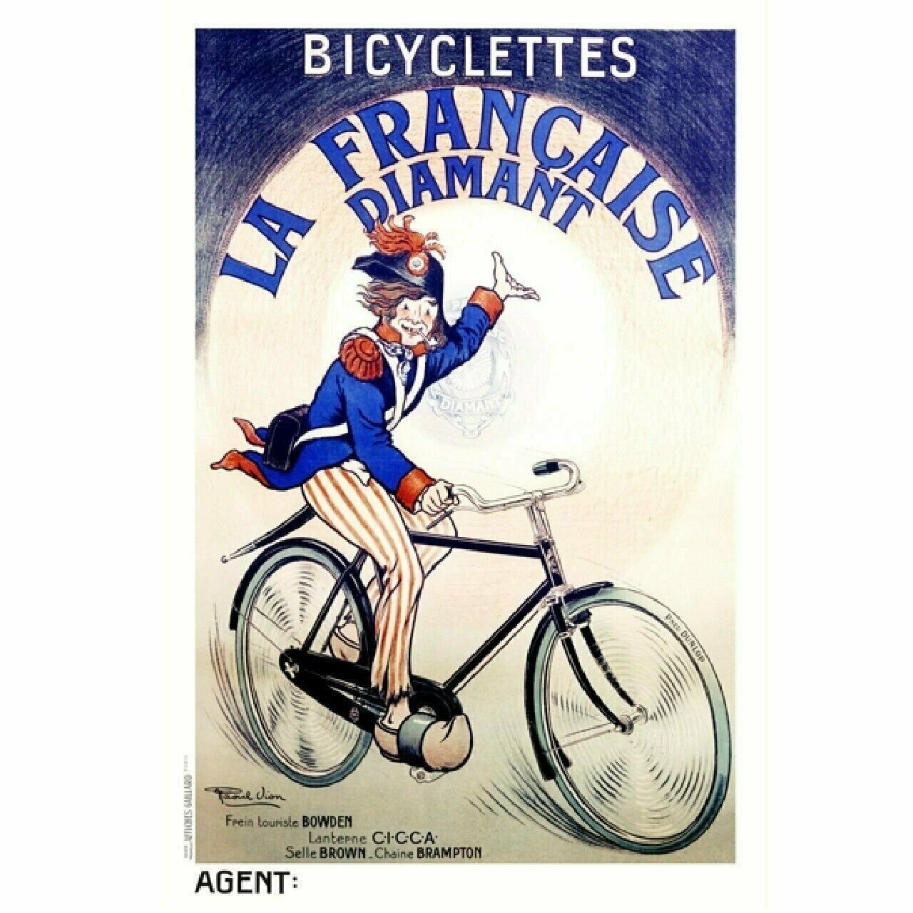 Cycling Poster La Francaise Diamant Bicycle Poster Fine Art Vintage 18" x 24"