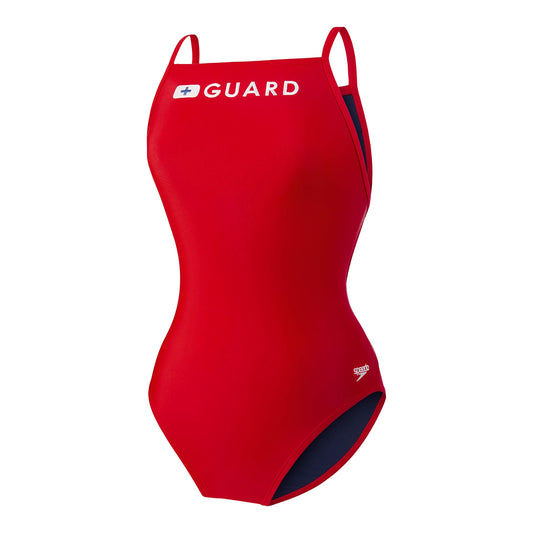 Speedo Women's Standard Guard Swimsuit One Piece, Cross Back Red, 36