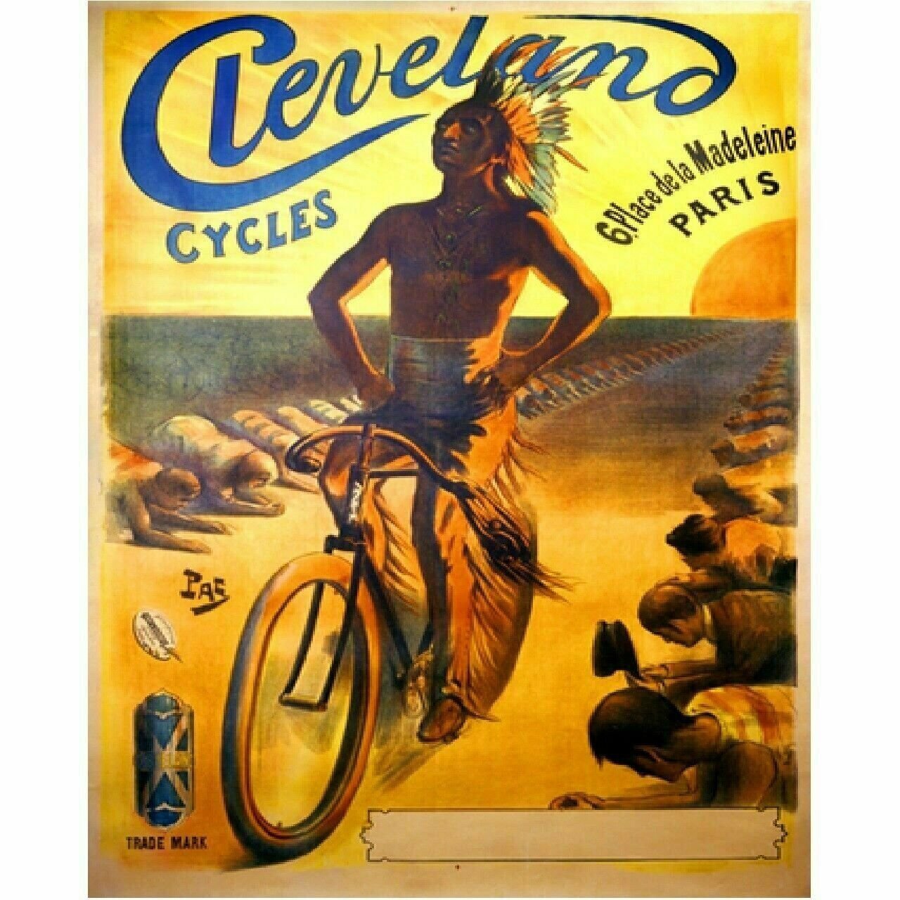 Cycling Poster Cycles Cleveland Poster Vintage Bike Fine Art Bicycle 24" x 36"