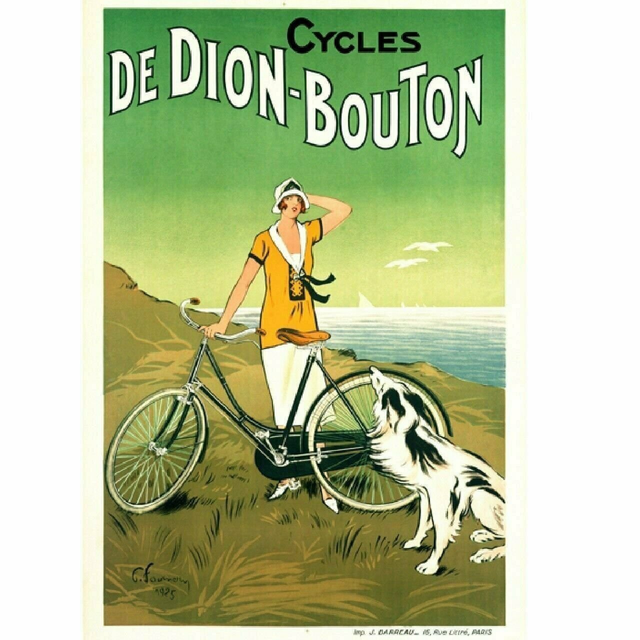 Cycling Poster Cycles De Dion-Bouton Vintage Bicycle art poster  18" x 24"