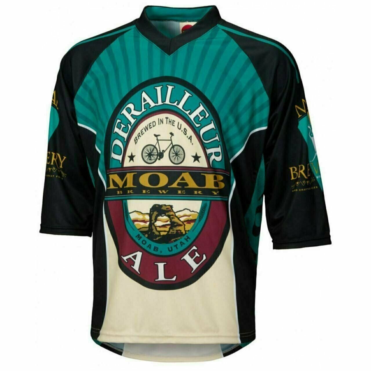 Mountain Bike Jersey Moab Brewery Derailleur Ale Men's 3/4 length sleeve loose f